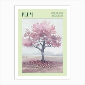 Plum Tree Atmospheric Watercolour Painting 3 Poster Art Print