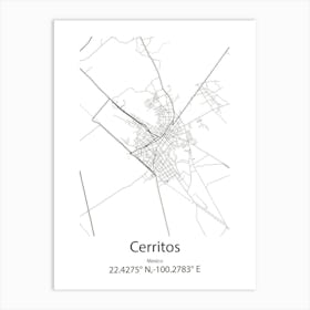 Cerritos,Mexico Minimalist Map Poster