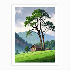 Landscape With A House And Tree Art Print