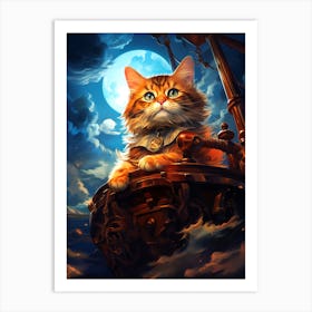 Cat On A Ship 1 Art Print