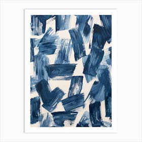 Blue Brushstrokes 4 Art Print