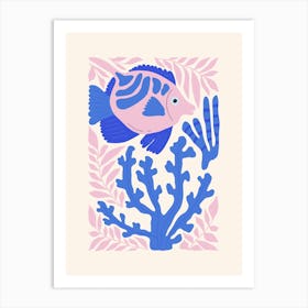 Blue And Pink Fish Art Print