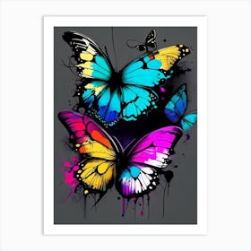 Colorful Butterflies Graffiti Illustration 1 Art Print