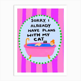 Cat Plans Art Print