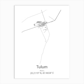 Tulum,Mexico Minimalist Map Art Print