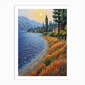 Lake Chelan Washington Pointillism 10 Art Print
