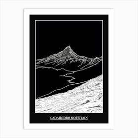 Cadair Idris Mountain Line Drawing 4 Poster Art Print