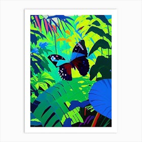 Butterfly In Rainforest Pop Art David Hockney Inspired 1 Art Print
