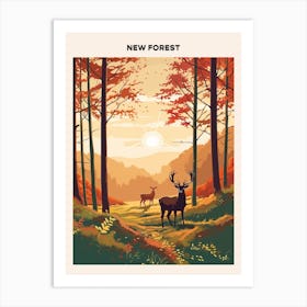 New Forest Midcentury Travel Poster Art Print