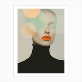 Surreal 0001 Soft Geometric Portrait 0003 Geometric Portrait 0009 Bp6586 Minimalistic Abstract Art A Woman With Orange Art Print