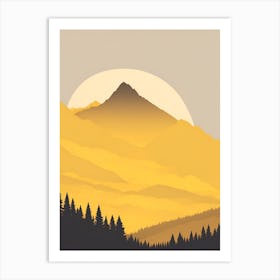 Misty Mountains Vertical Composition In Yellow Tone 2 Art Print