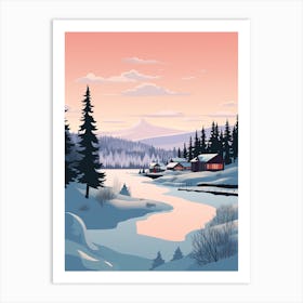 Retro Winter Illustration Big Bear Lake California 2 Art Print