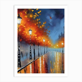 Street Lamp In Autumn 2 Art Print