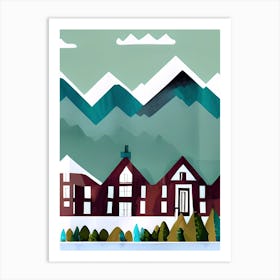 Nordic Norwegian Row Houses Winter Art Print