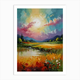 Sunset In The Field Art Print