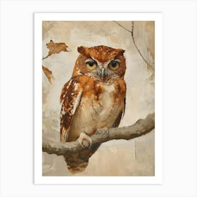 Brown Fish Owl Painting 4 Art Print