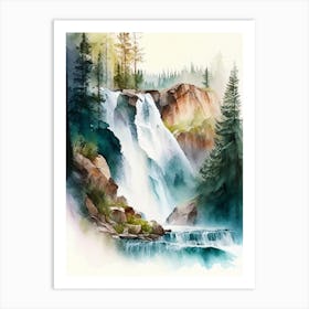 Grizzly Falls, United States Water Colour  (1) Art Print