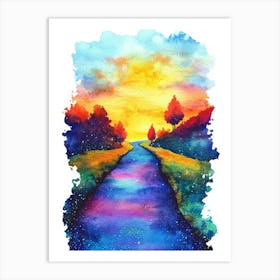 Watercolor Landscape Painting Art Print