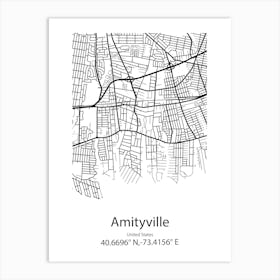 Amityville,United States Minimalist Map Art Print