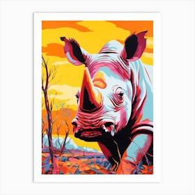 Pop Art Rhino In The Wild1 Art Print