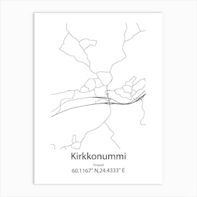 Kirkkonummi,Finland Minimalist Map Art Print