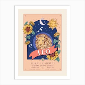 Zodiac Sign Leo Art Print