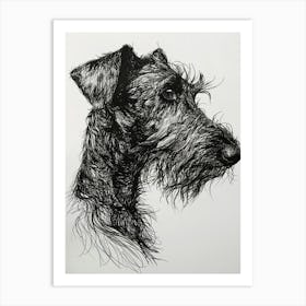 Irish Wolfhound Terrier Dog Line Sketch 2 Art Print