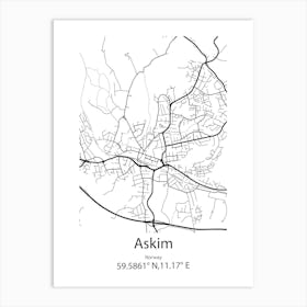 Askim,Norway Minimalist Map Art Print