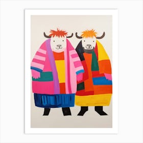 Colourful Kids Animal Art Yak 2 Art Print