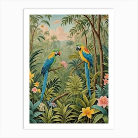 Two Parrots In The Jungle Art Print