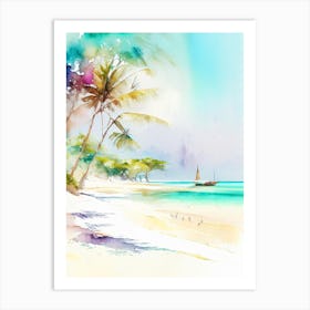 Diani Beach Kenya Watercolour Pastel Tropical Destination Art Print