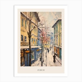 Vintage Winter Painting Poster Zurich Switzerland 1 Art Print