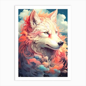 Wolf In The Clouds 2 Art Print