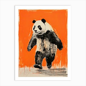 Panda, Woodblock Animal  Drawing 1 Art Print