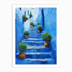 Blue Steps In Chefchaouen Art Print