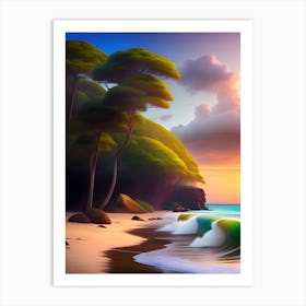 Sunset On The Beach Art Print