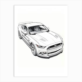 Ford Mustang Line Drawing 15 Art Print