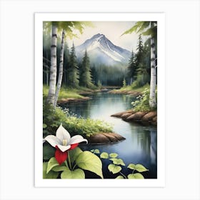 Canada White Trillium Flower Floral Art Art Print