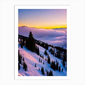 Snowmass, Usa Sunrise Skiing Poster Art Print