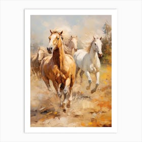 Horses Painting In Mendoza, Argentina 3 Art Print