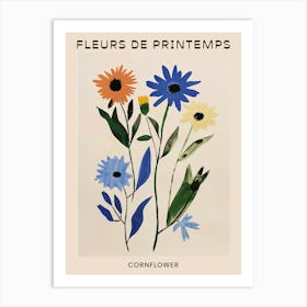 Spring Floral French Poster  Cornflower 3 Art Print