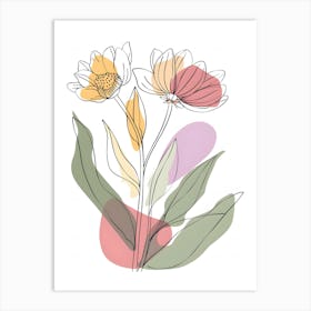 Flowers On A White Background 7 Art Print