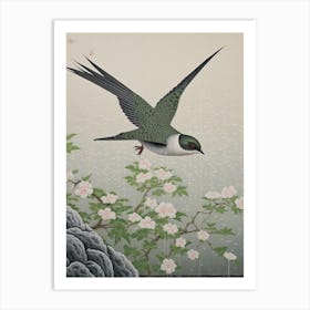 Ohara Koson Inspired Bird Painting Chimney Swift Art Print
