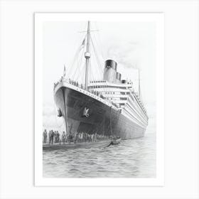 Titanic Onboarding Pencil Illustration 5 Art Print