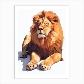 Barbary Lion Resting In The Sun Clipart 4 Art Print