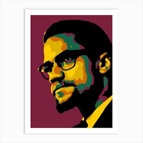 Malcolm X in Colorful Abstract Pop Art Illustration Art Print