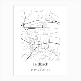 Feldbach,Austria Minimalist Map Art Print