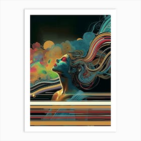 Psychedelic woman, universe, "Passing By" Art Print