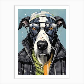 Great Dane Dog Wearing Glasses Art Print