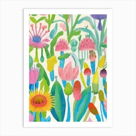 Wildflowers Colorful Illustration Art Print